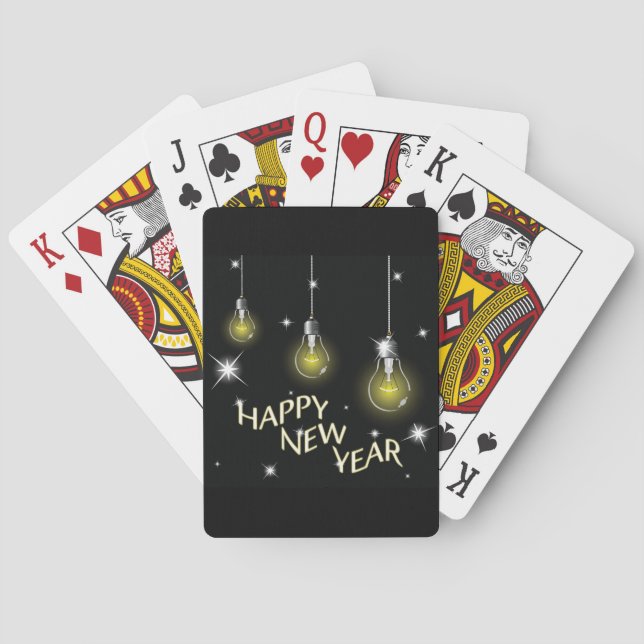 Baralho Lâmpadas Modernas Brilhantes Feliz Ano Novo (Verso)