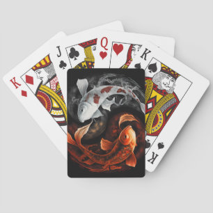 Baralho Laranja E Branco Sortudo Peixe Koi Arte Japão