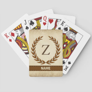 Baralho Laurel Wreath em Pergaminho Monograma Inicial Z