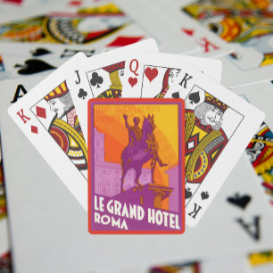 Baralho Le Grand Hotel Roma Statue, Itália, Viagens vintag