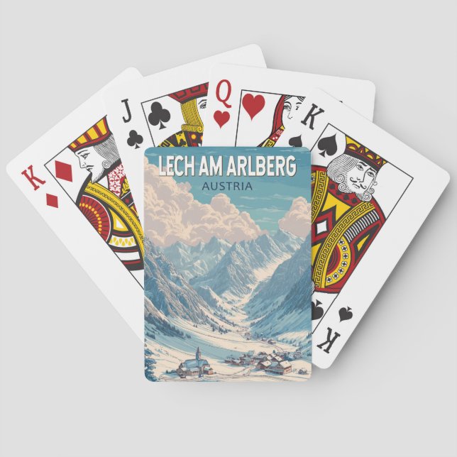 Baralho Lech am Arlberg Áustria Ilustração Viagem Art (Verso)