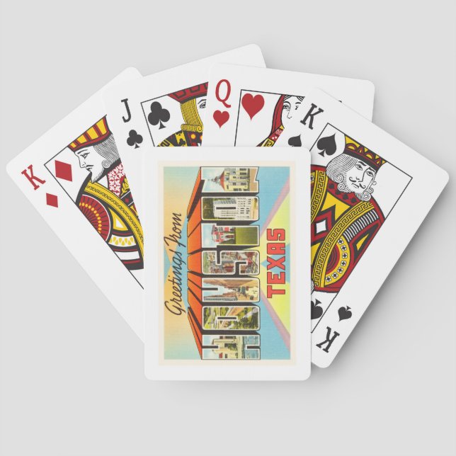Baralho Lembrança velha das viagens vintage de Houston (Verso)