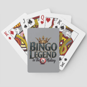 Baralho Lenda do Bingo Coroada em Tipografia Retro Dourada