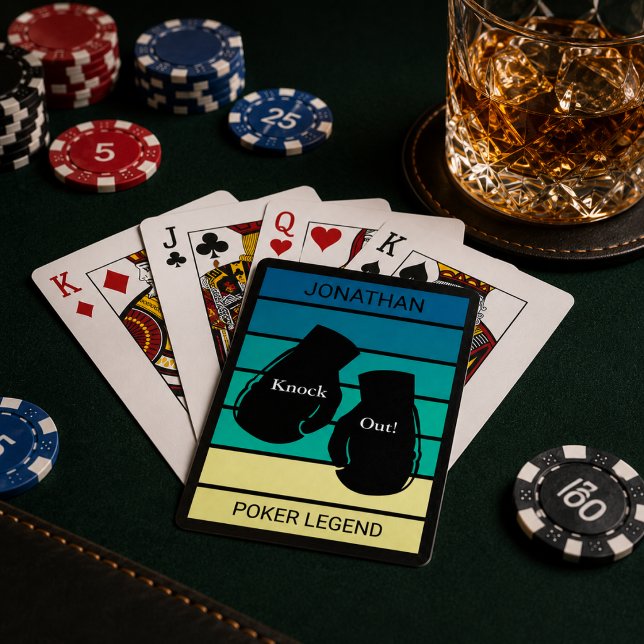 Baralho Lenda do Pôquer Knock Out Retro Personalizada (Personalize with the Poker Legend's name.  Change 'Poker Legend' to something else if you wish.)