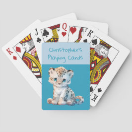 Baralho Leopardo bonito, crianças escuras e azuis-claras