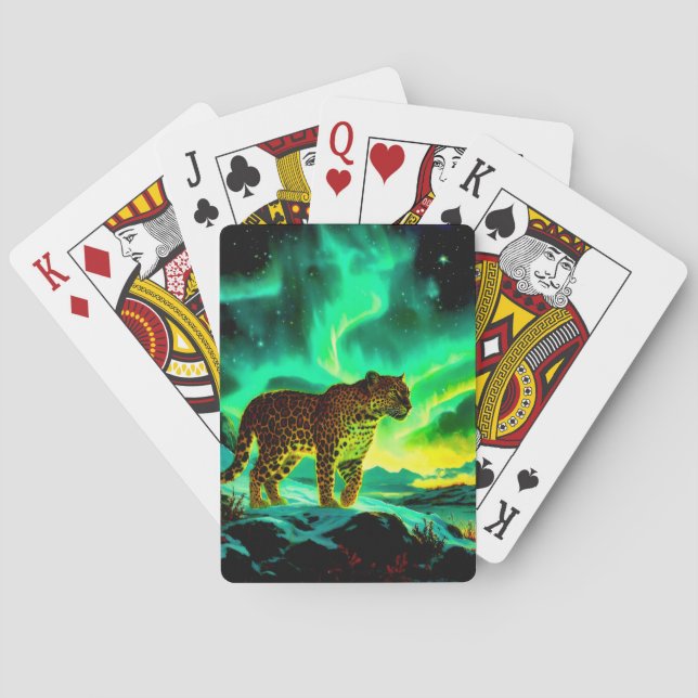 Baralho Leopardo Sob a Aurora Boreal (Verso)