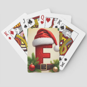 Baralho Letra F de Monograma de Papai Noel com Acento de N