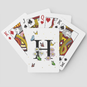 Baralho Letra H Floral Butterfly Monograma inicial
