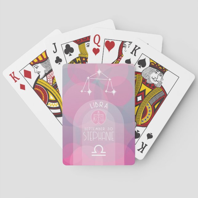 Baralho Libra Personalizada Birthdate - Zodiac - Design mo (Verso)