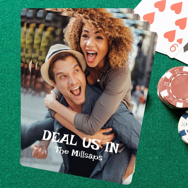 Baralho Lidar conosco em texto personalizado de fotos da f (Fun family photo custom playing cards. Add a phrase and name. Makes great gift. Deal us in! )