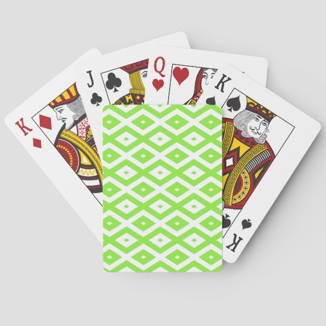Baralho Lime green and white diamond pattern (Verso)