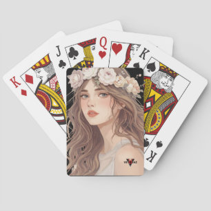 Baralho Linda Garota de Anime Floral – Estética Pastel Sua