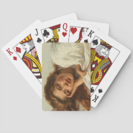 Baralho Linda garota deitada na cama com cabelo vermelho