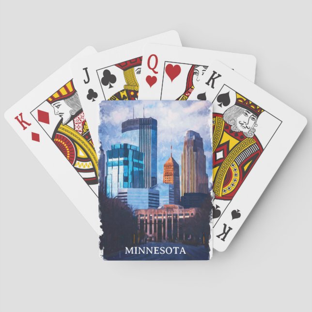 Baralho Linda Minneapolis Minnesota Skyline (Verso)