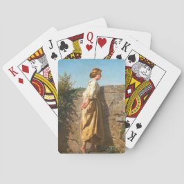 Baralho Linda Mulher Olhando Sobre A Parede (Vintage)