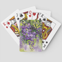 Baralho Lindas Flores De Wisteria Em Aquarela