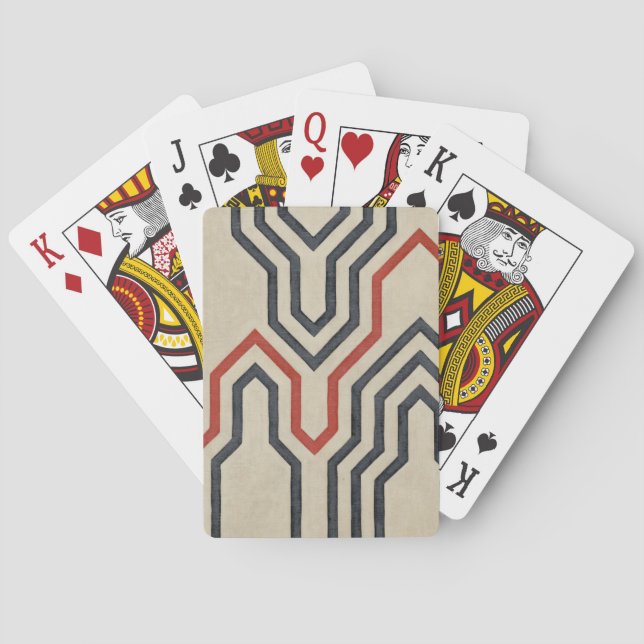 Baralho Linhas Gráficas Laranja e Azul (Verso)