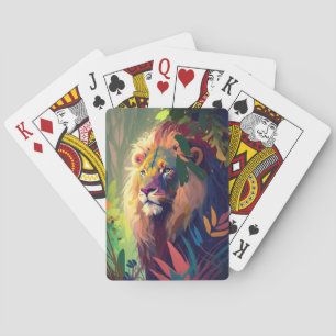 Baralho Lion Animal Portrait Painting Willife Outdoor