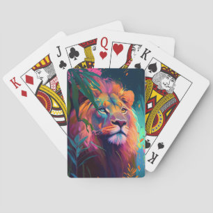 Baralho Lion Animal Portrait Painting Willife Outdoor