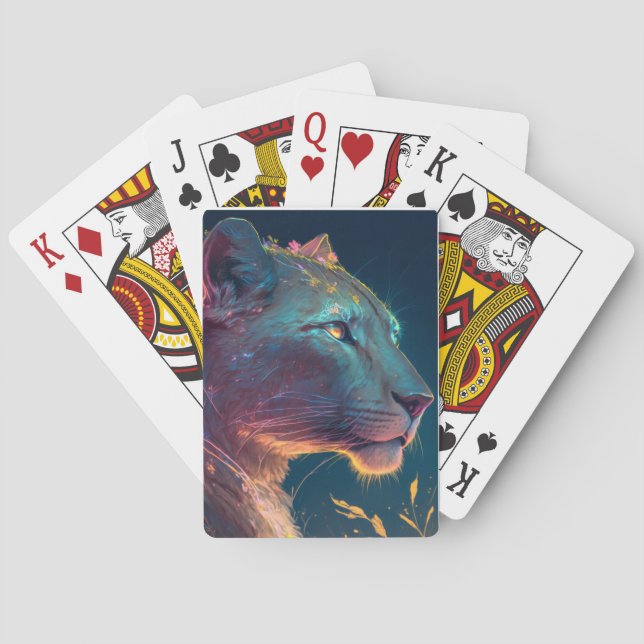 Baralho Lion Animal Portrait Painting Willife Outdoor (Verso)