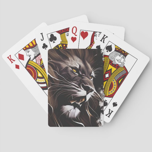 Baralho Lion Portrait Animal Painting Willife Adventure (Verso)