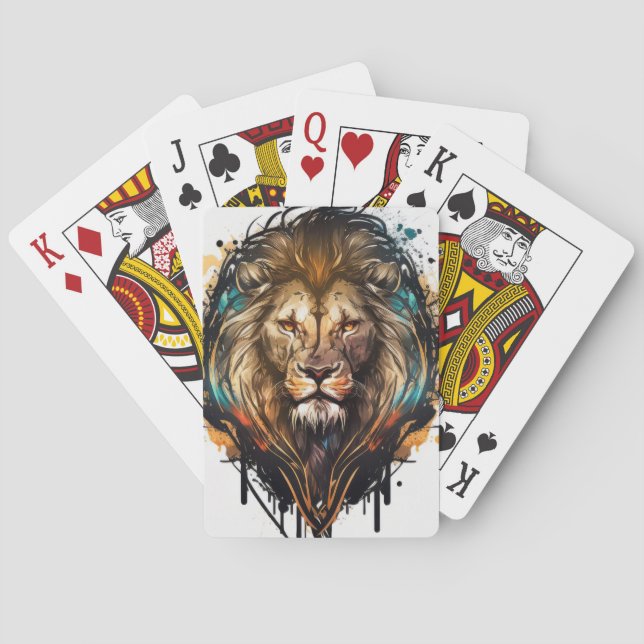 Baralho Lion Retrait Animal Painting Willife Outdoor (Verso)