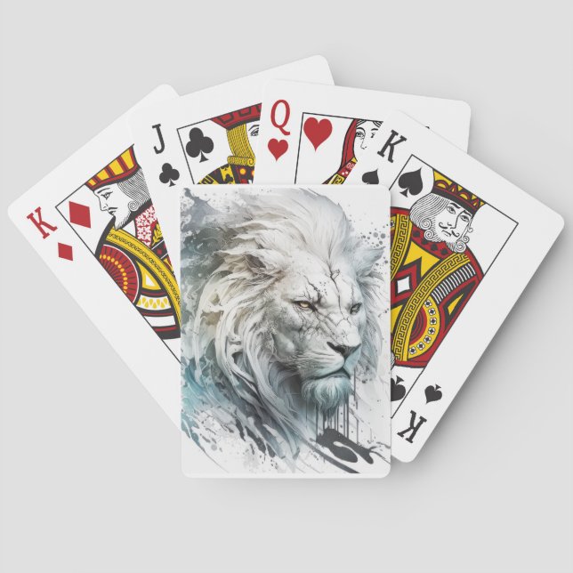 Baralho Lion Retrait Animal Painting Willife Outdoor (Verso)
