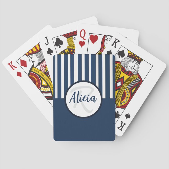 Baralho Listras Azuis e Brancas com Bloco de Cores (Verso)