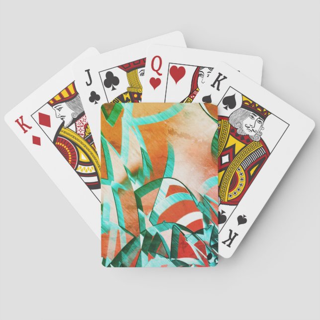 Baralho Listras azuis ou cianas sobre laranja avermelhada  (Verso)