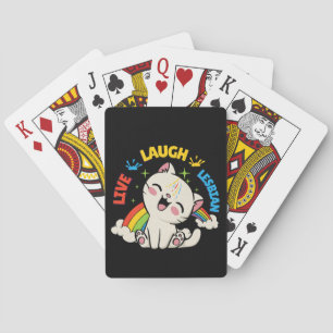 Baralho Live Laugh Lesbian Flag Rainbow Cat Pride Mont Ki