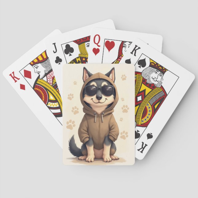 Baralho Lobo Cão Kawaii Engraçado (Verso)