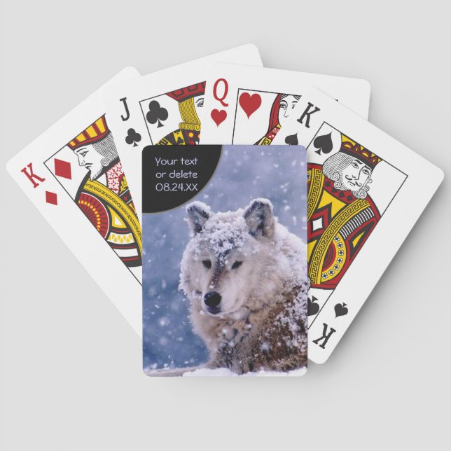 Baralho Lobo do inverno que descansa - personalize (Verso)