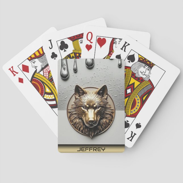 Baralho Lobo Dourado Com Nome Personalizado 🐺 (Verso)