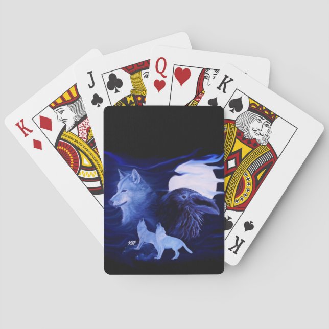 Baralho Lobo e Raven com lua de cheio (Verso)