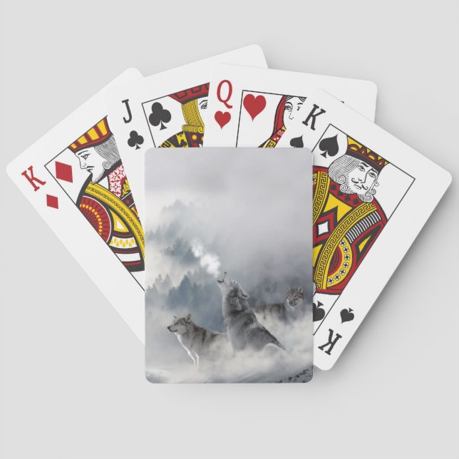 Baralho Lobos em Cartões de Brincadeira de Inverno (Verso)