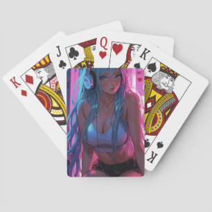 Baralho Lofi Gamer Girl Estética de animação de calha