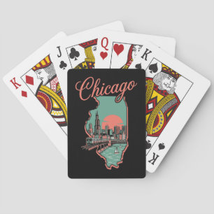 Baralho Logotipo Minimalista da Cidade de Chicago Illinois
