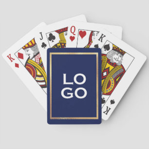 Baralho Logotipo Personalizado com Moldura Dourada em Azul