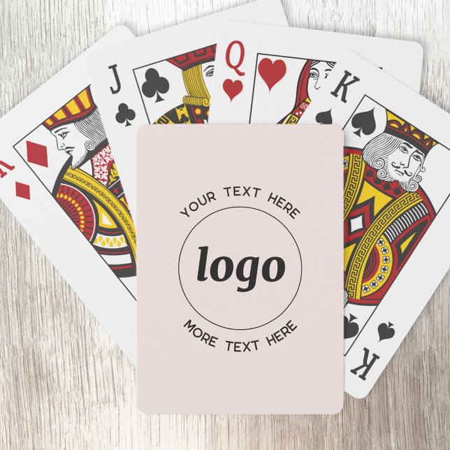 Baralho Logotipo Simples Com Promocional Para Empresas Ros (Logo with custom text blush pink business promotional playing cards)
