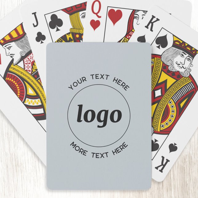 Baralho Logotipo simples com texto Promocional para empres (Logo with custom text promotional business powder blue playing cards)