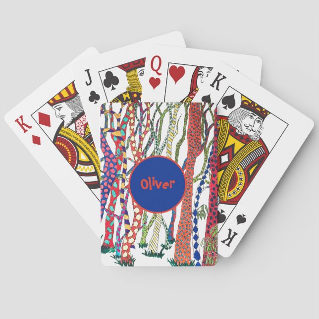 Baralho louca, diversão da floresta, com nome (Verso)