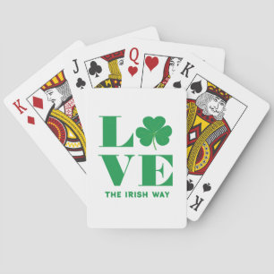 Baralho Love Shamrock Clover Irish Custom Text White