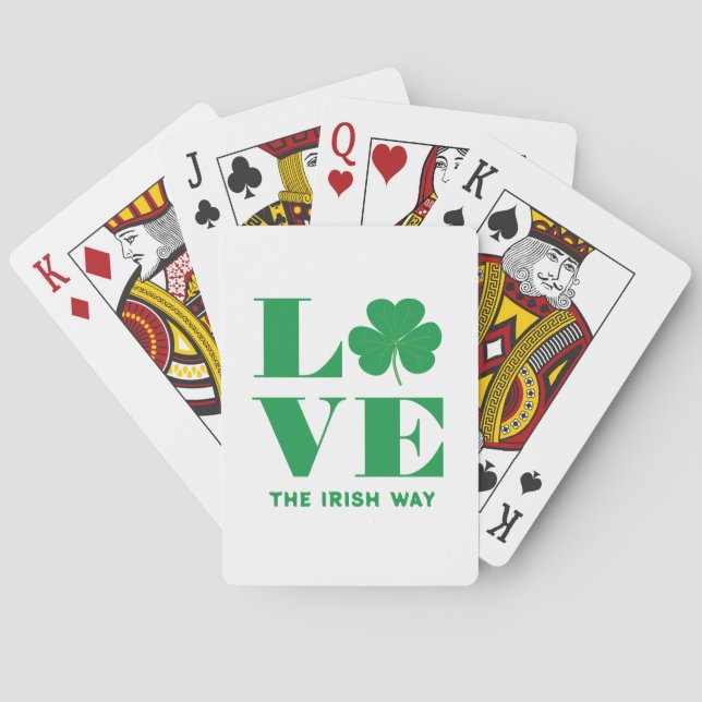 Baralho Love Shamrock Clover Irish Custom Text White (Verso)