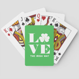 Baralho Love Shamrock Clover Irish Green White Text