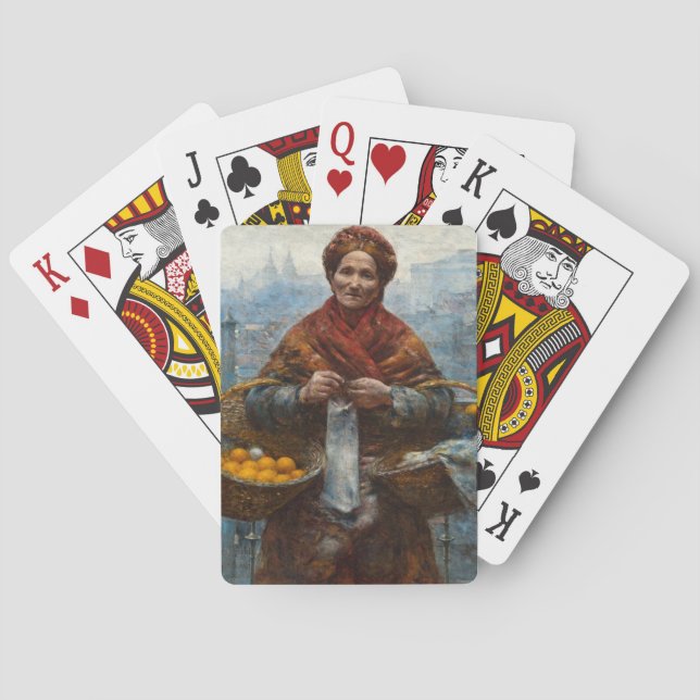 Baralho Má judia vendendo laranjas em Polônia (Verso)