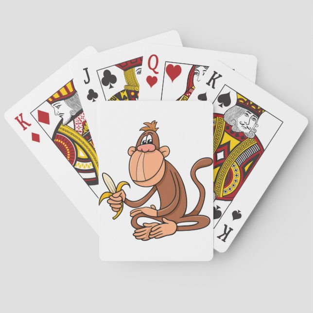 Baralho Macaco de desenho animado fofo com banana animal e (Verso)