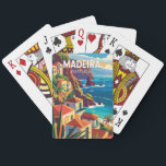 Baralho Madeira Portugal Viagem Art Vintage<br><div class="desc">Madeira retro vetor viagem. A Madeira,  região autônoma de Portugal,  é um arquipélago constituído por quatro ilhas ao largo da costa noroeste de África. É conhecida pelo nome de vinho e clima quente e subtropical.</div>