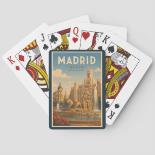 Baralho Madrid Espanha Fonte Cibeles Ilustração Viagem