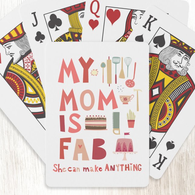 Baralho Mãe divertida (My Mom is Fab fun hand lettered typography art playing cards)