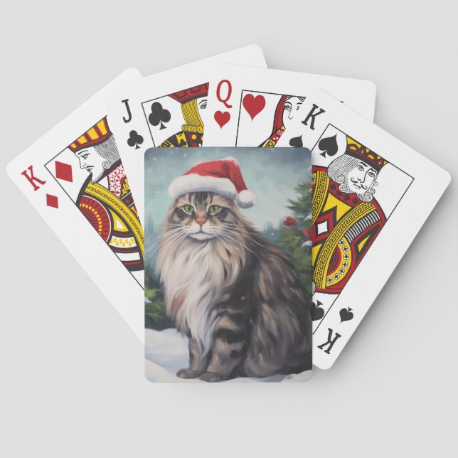 Baralho Maine Coon Cat no Natal da Neve (Verso)